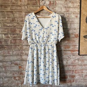 Sienna Sky + White Sundress + Blue Floral + L